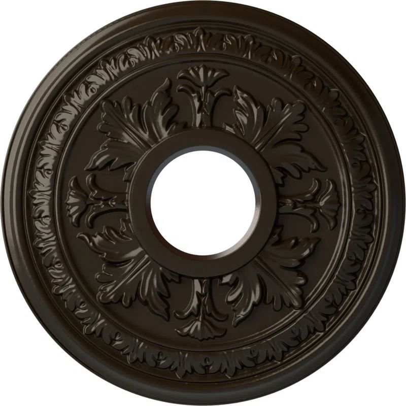 Hand-Painted Dark Brown Urethane Ceiling Medallion, 15"