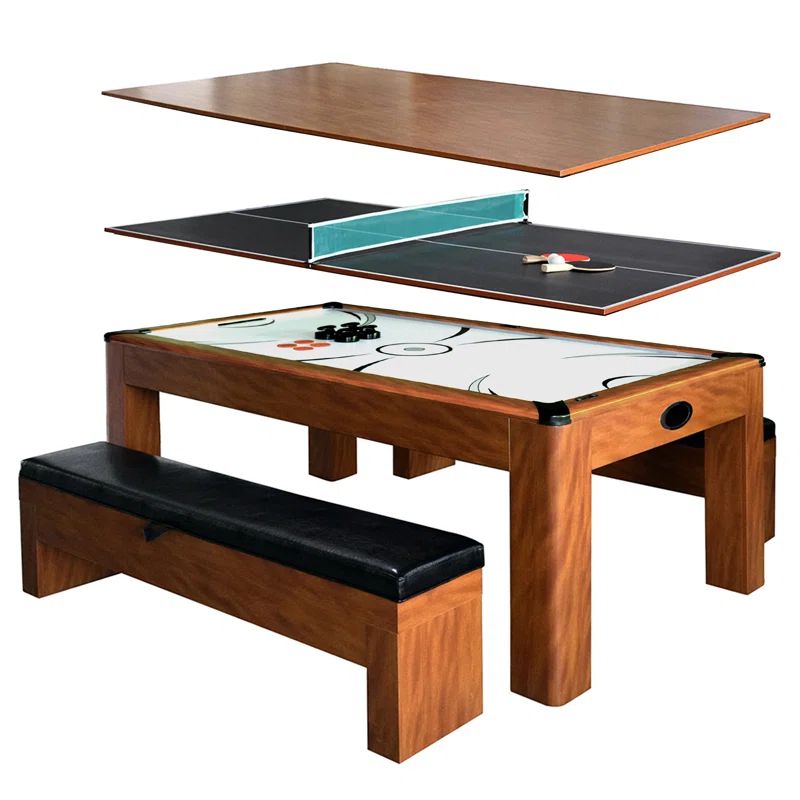 84" Light Cherry MDF Multi-Functional Air Hockey Table with Benches