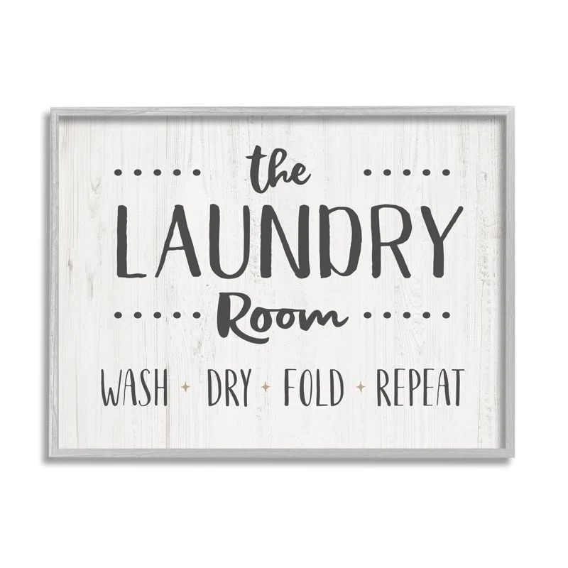 Gray Framed Laundry Room Typography Art Print