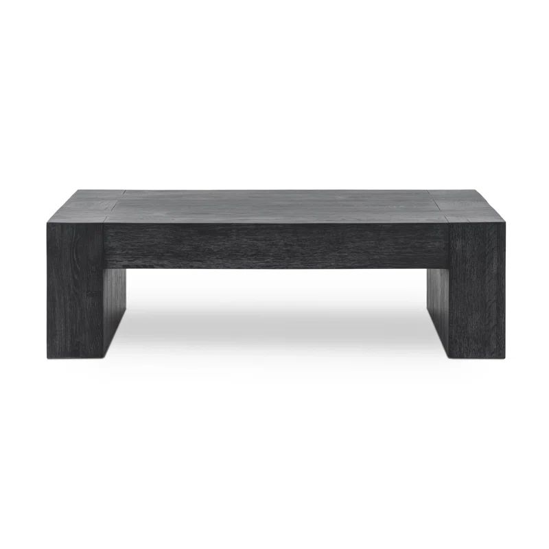 Meadow Black Rectangular Wood Coffee Table with Exposed Joinery