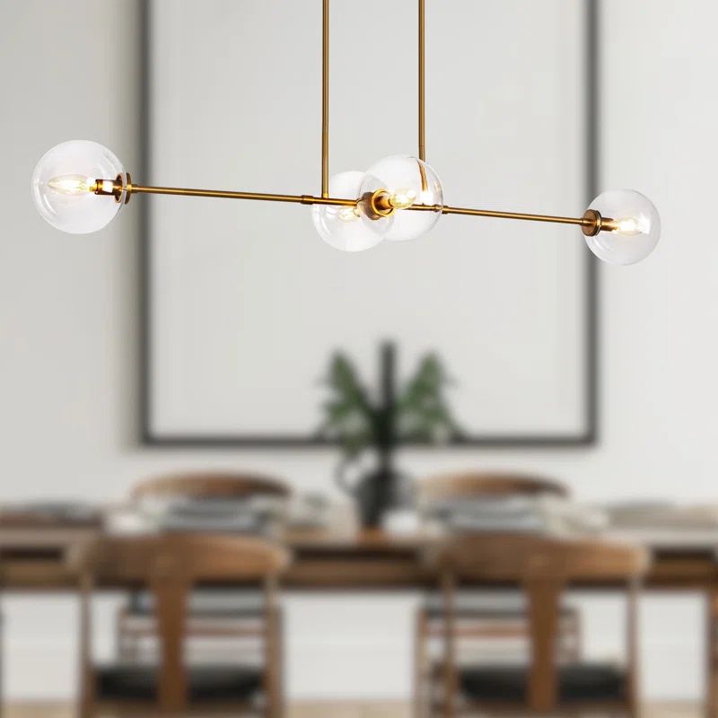 Cassia Aged Brass and Clear Glass 4-Light Pendant