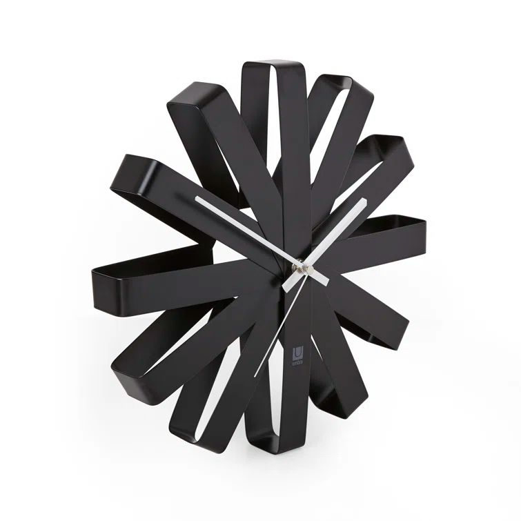 Black 12-inch Steel Ribbon Wall Clock