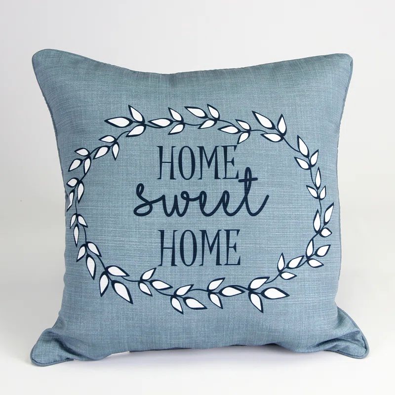 Slate Blue Home Sweet Home Reversible Square Throw Pillow