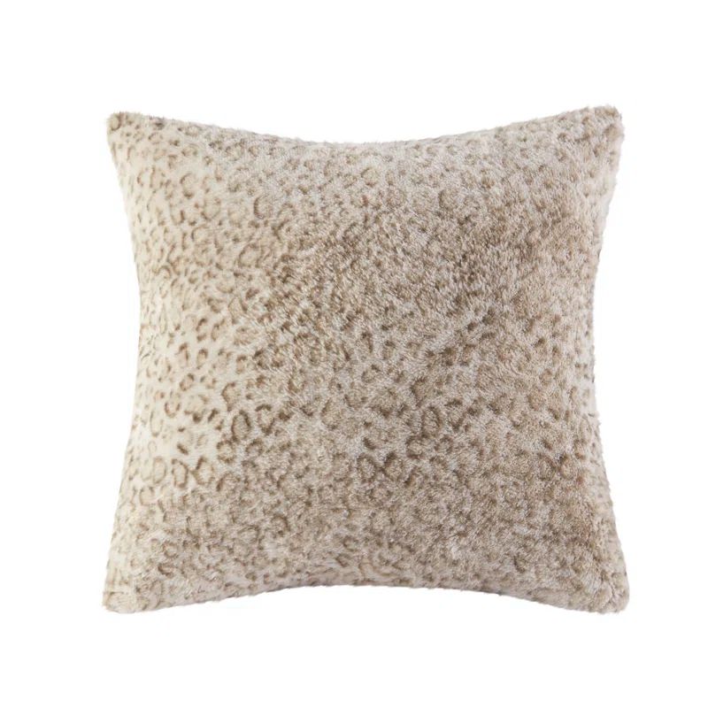 Marselle Leopard Faux Fur 20" x 20" Square Throw Pillow