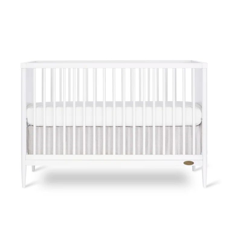 White Modern 4-in-1 Convertible Crib with Rounded Spindles