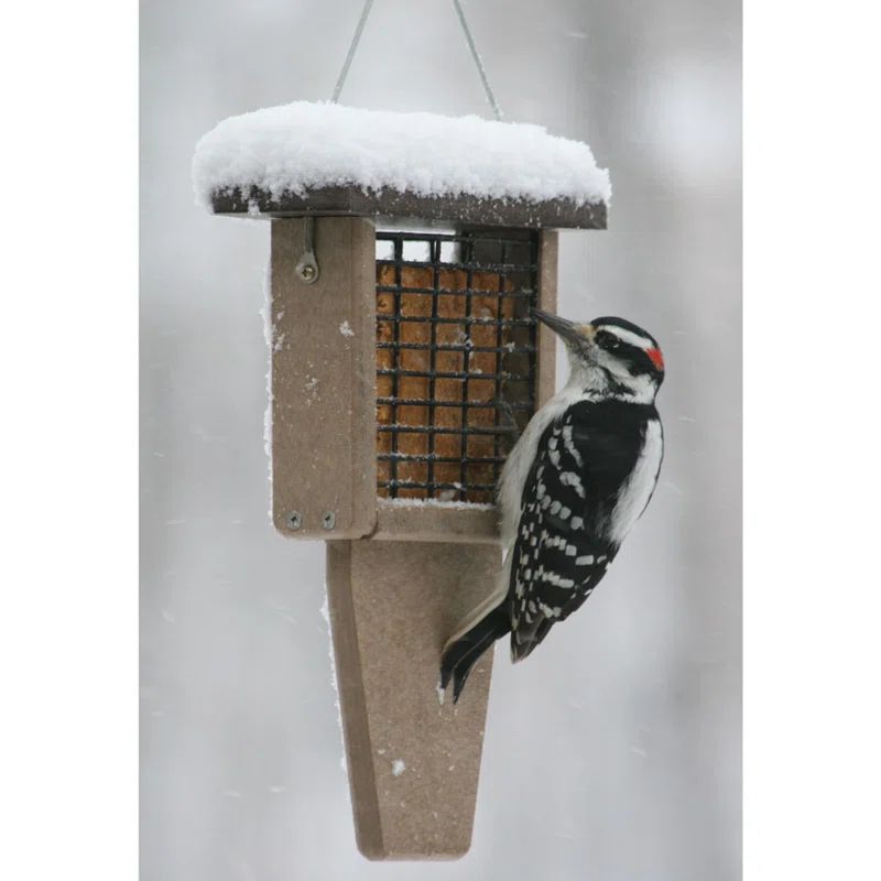 Taupe and Brown Recycled Plastic Hanging Suet Bird Feeder