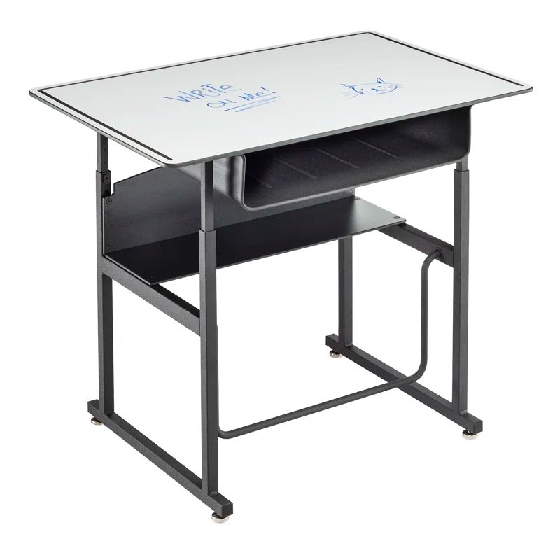 Adjustable Black Steel Standing Desk with Dry Erase Top