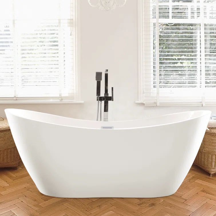 Ophelia 71" Pure White Freestanding Acrylic Soaking Bathtub