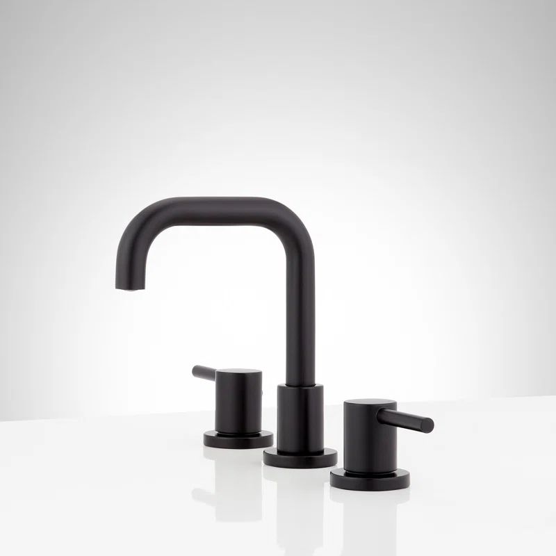 Matte Black Metal Widespread Bathroom Faucet with Lever Handles