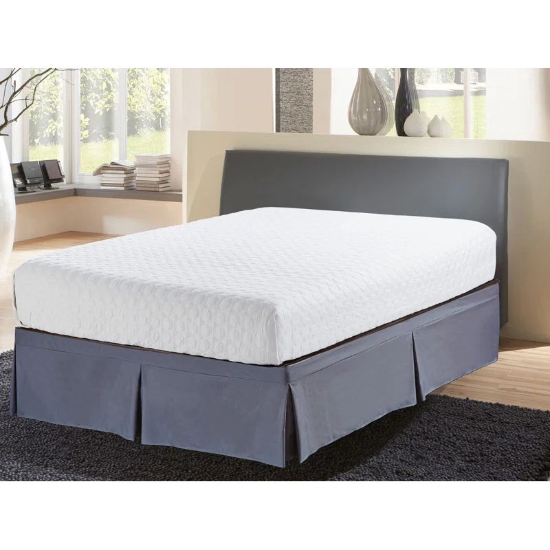 Gray Twin Polyester Elastic Bed Skirt with 16" Drop