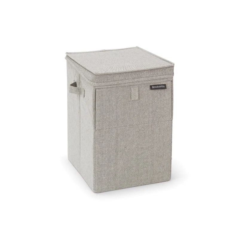 Gray Fabric Collapsible Stackable Laundry Hamper with Lid