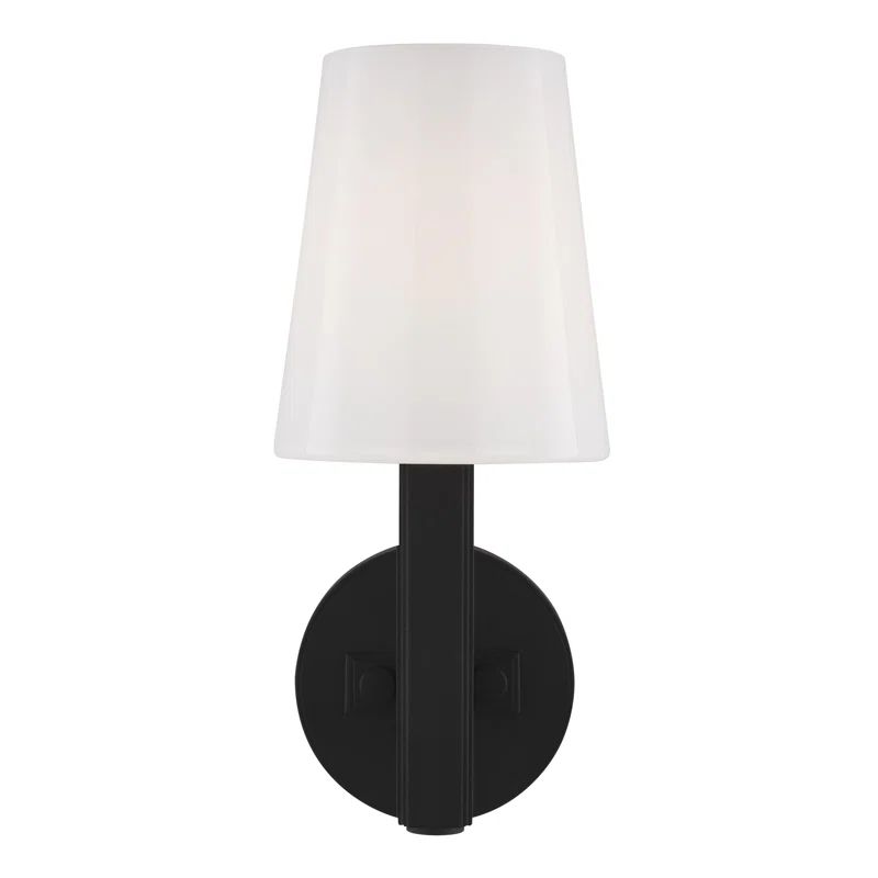 Aged Iron Black Milk White Glass Wall Sconce