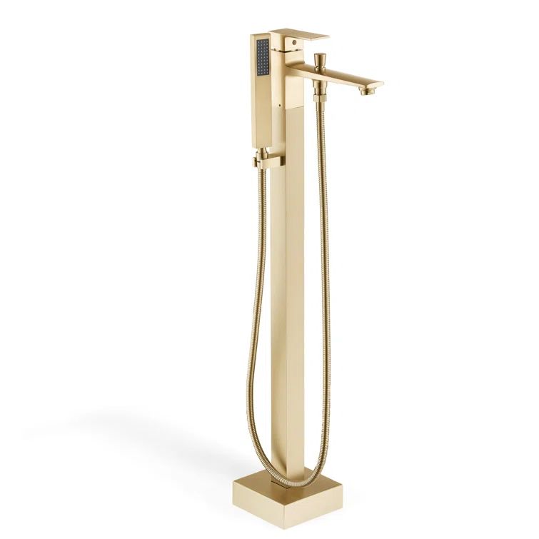 Brushed Gold Nickel Freestanding Tub Faucet with Lever Handle