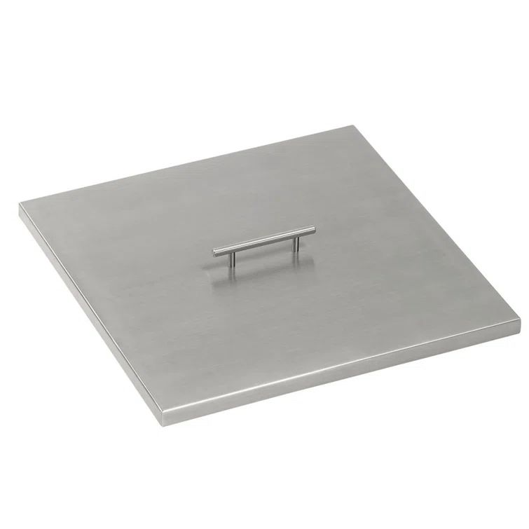 Square 21-Inch Stainless Steel Fire Pit Cover with Handle