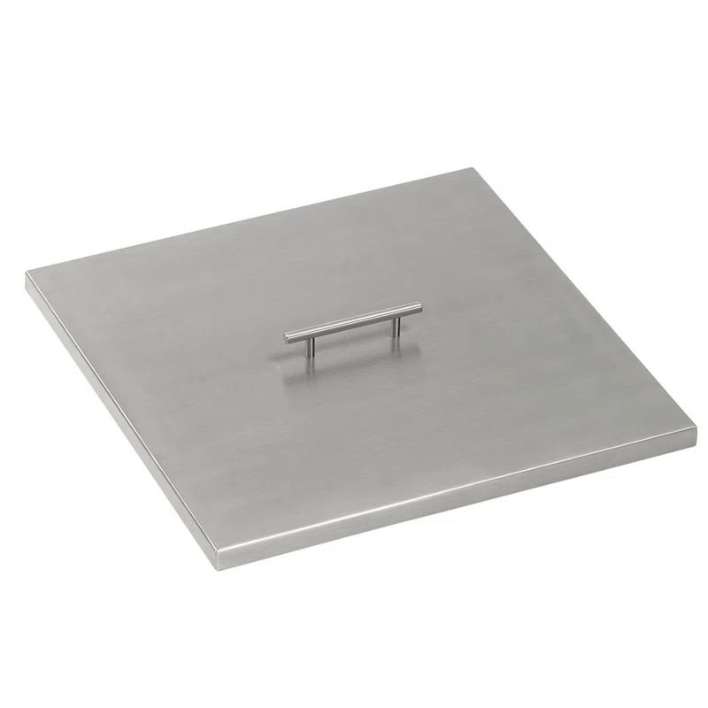 Square 21-Inch Stainless Steel Fire Pit Cover with Handle