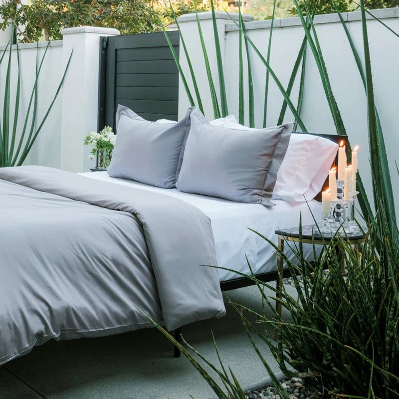 Graphite Queen Full Cotton Sateen Duvet Cover Set