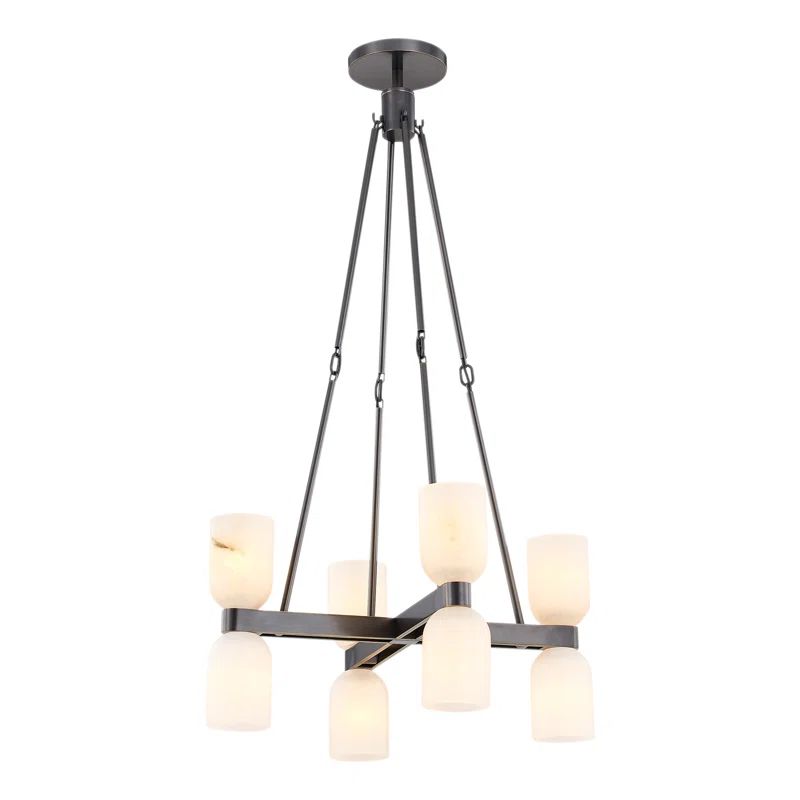 Lucian Modern Linear Bronze & Crystal 8-Light Chandelier