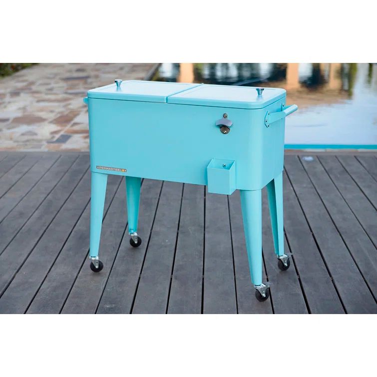 Permasteel 80-Qt Turquoise Steel Patio Cooler with Wheels