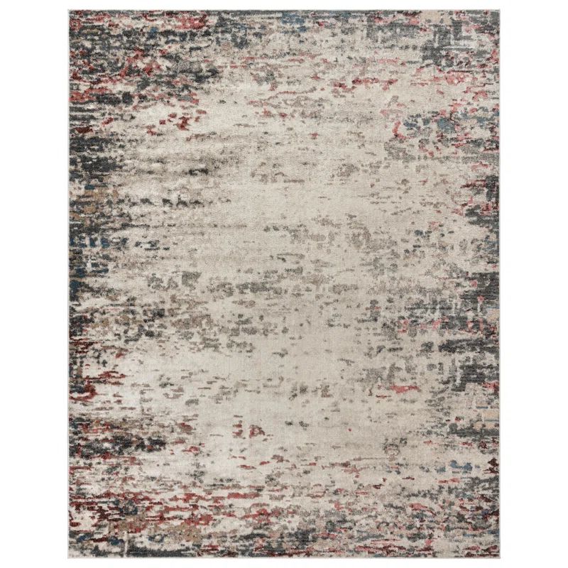 Ivory and Gray Tufted Rectangular Synthetic Area Rug, 5' x 7'
