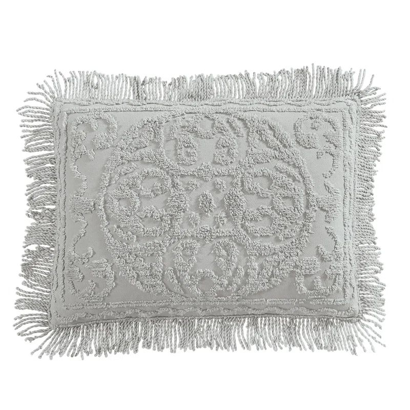 Gray Cotton Chenille Medallion Standard Pillow Sham