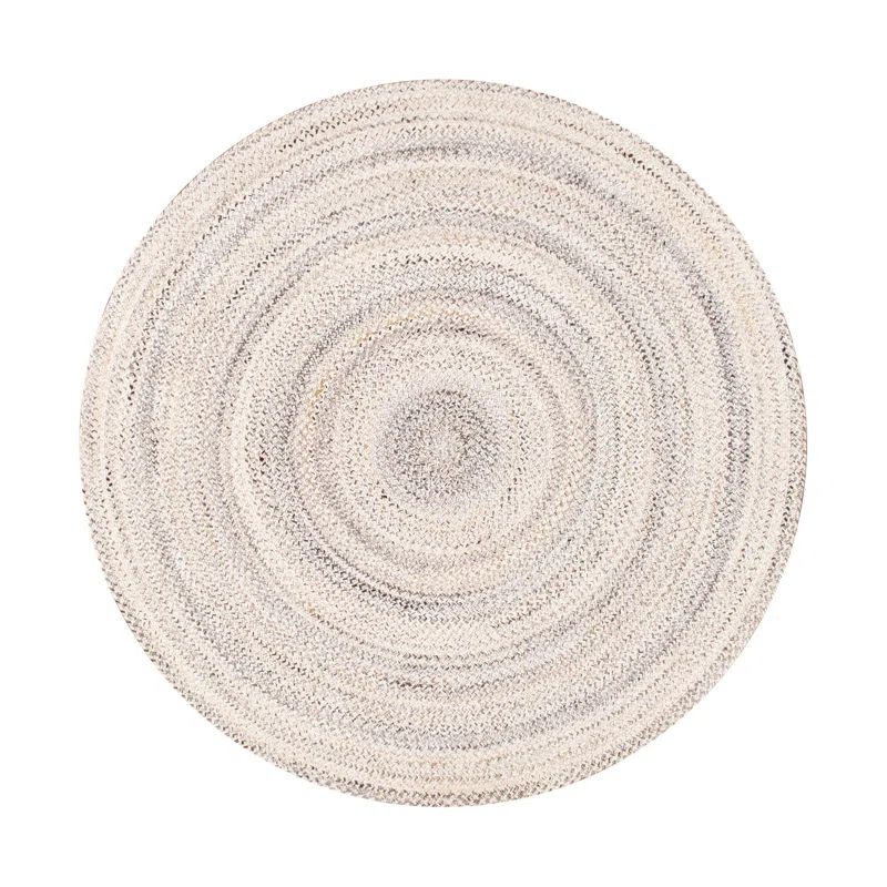 Lagos Ivory Round Braided Synthetic Geometric Rug - 6' x 6'