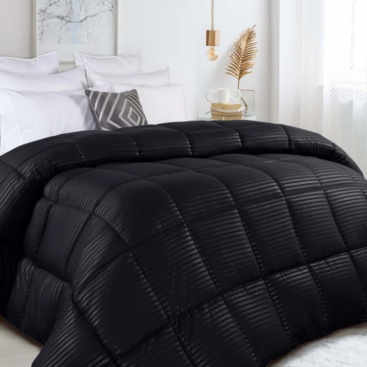 Superior Black Striped Down Alternative Twin XL Comforter