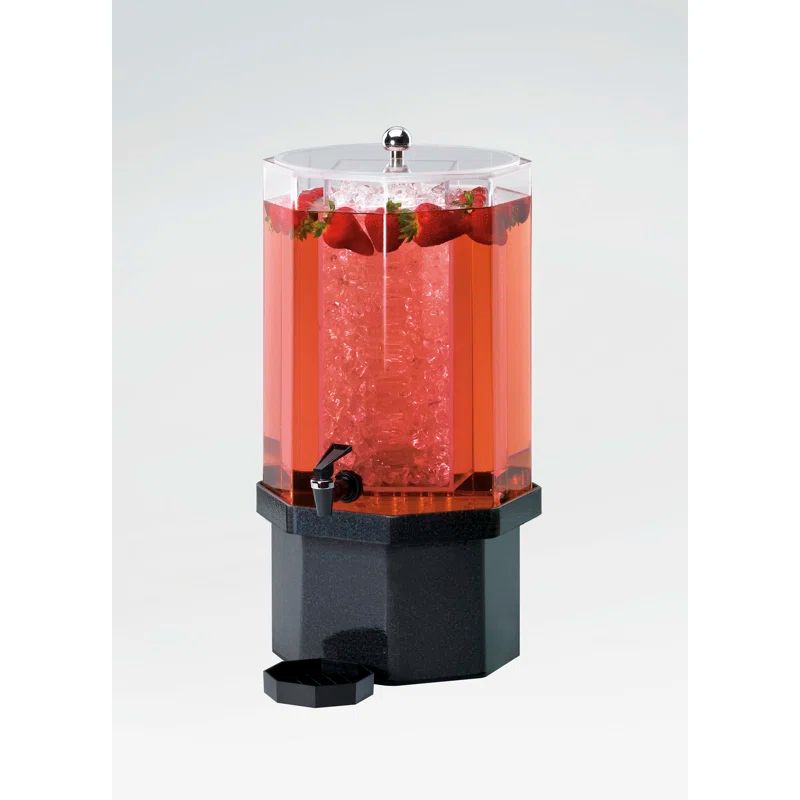 Charcoal Granite Octagonal Plastic Beverage Dispenser with Ice Chamber