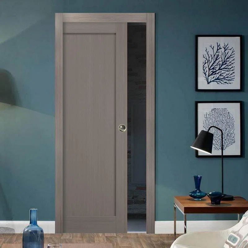 Grey Ash Solid Core Pocket Door with Eco-Veneer Finish