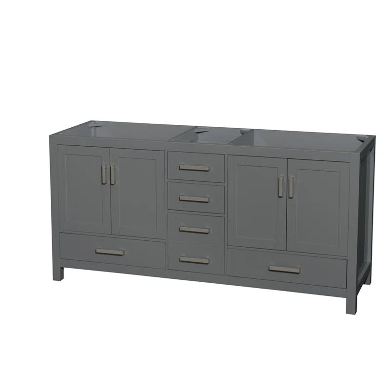 Sheffield 70.75" Elegant Dark Gray Double Bathroom Vanity Base