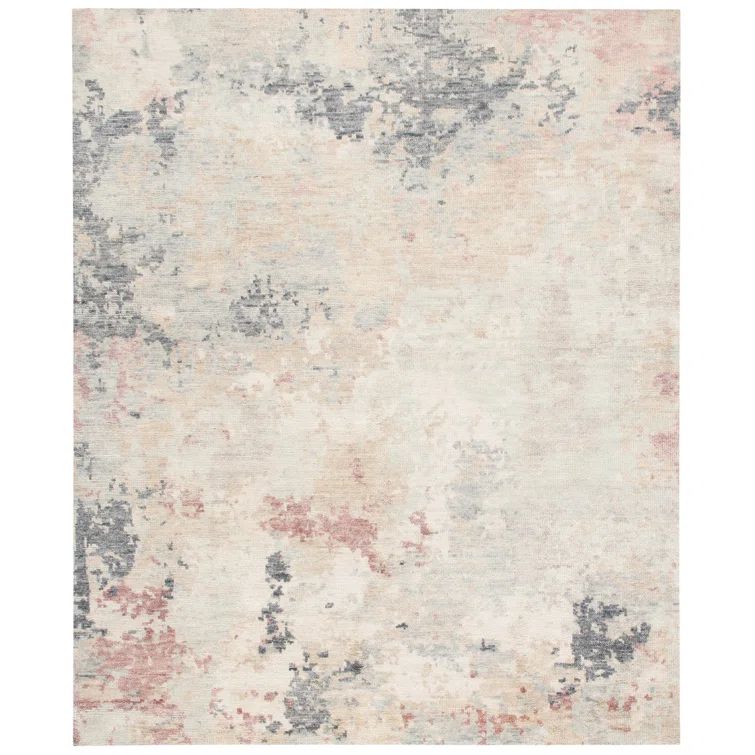 Gray and Ivory Hand-Knotted Wool 6' x 9' Area Rug