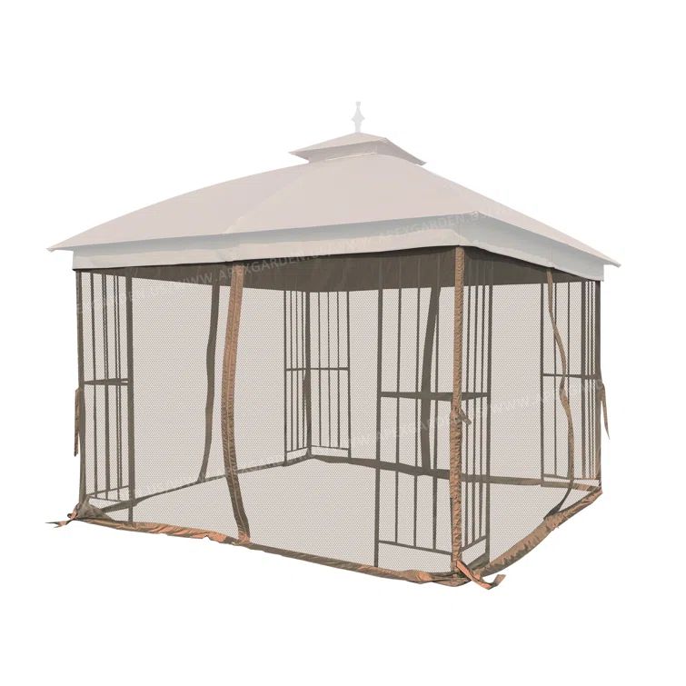 Tan 10' x 10' Gazebo Replacement Mosquito Netting with Zippers