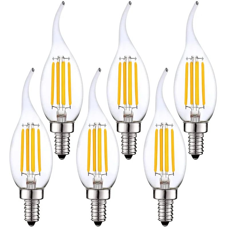 Vintage Edison Style Dimmable LED Candelabra Bulbs, Clear Glass, 7-Watt