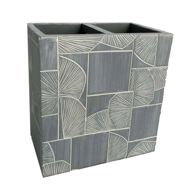 Gray Tile Pattern Resin Toothbrush Holder with Weathered Embellishment