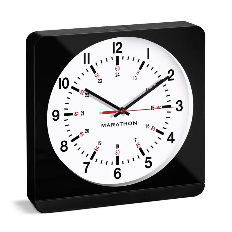 Marathon Black and White Analog Wall Clock with Auto Nightlight