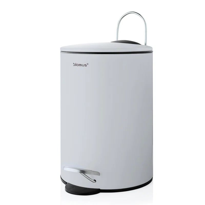 Microchip Grey Round Plastic Step-On Trash Can with Slow Close Lid