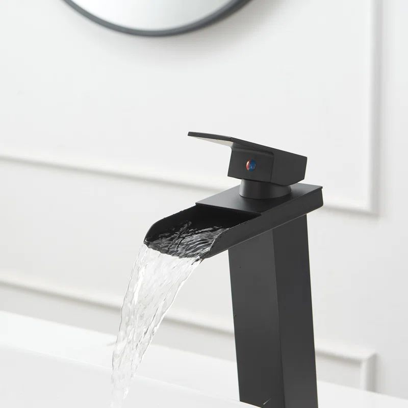 Matte Black Single Handle Waterfall Vessel Sink Faucet