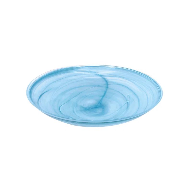 Aqua Alabaster Glass Serving Bowl, 15" Dishwasher Safe