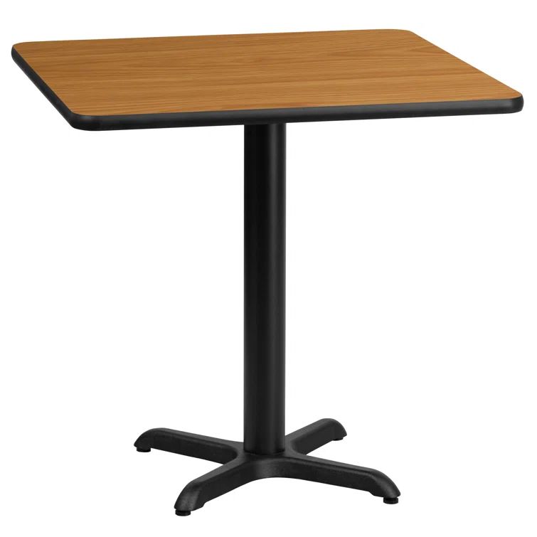Natural Laminate Square Dining Table with Black Metal Base