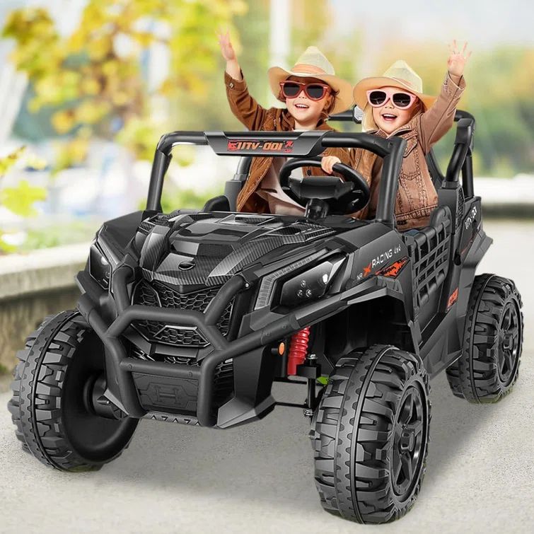 Black 24V 2-Seater Ride-On Car with Remote Control