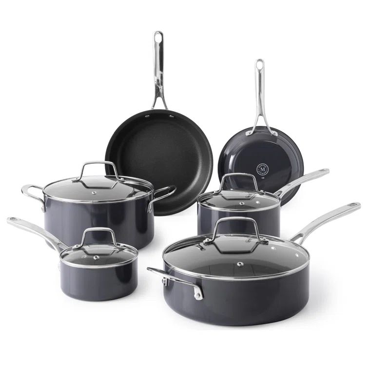 10-Piece Grey Nonstick Aluminum Enamel Cookware Set