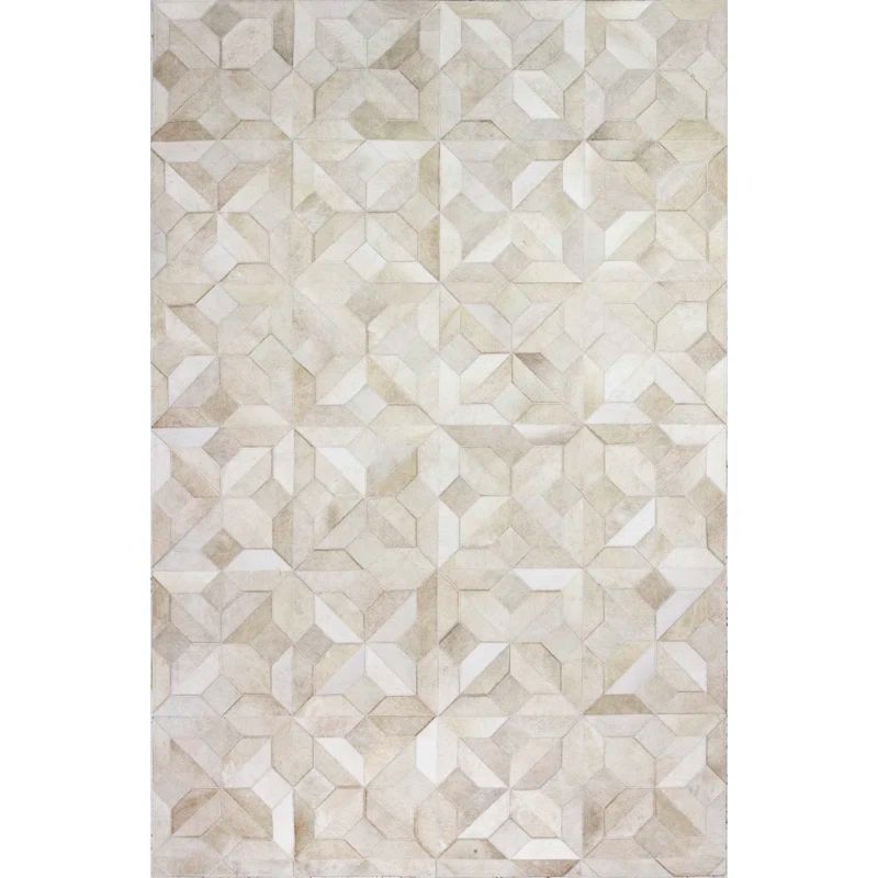 Handmade Gray Geometric Cowhide Rectangular 8' x 10' Area Rug