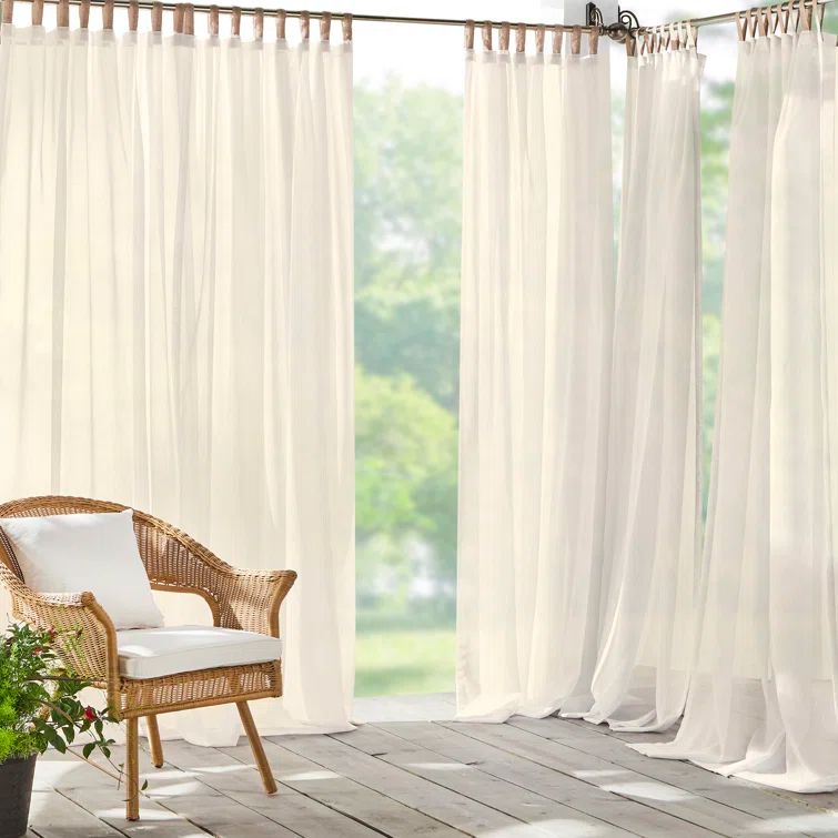 Ivory Sheer Polyester Tab Top Ground Length Window Panel