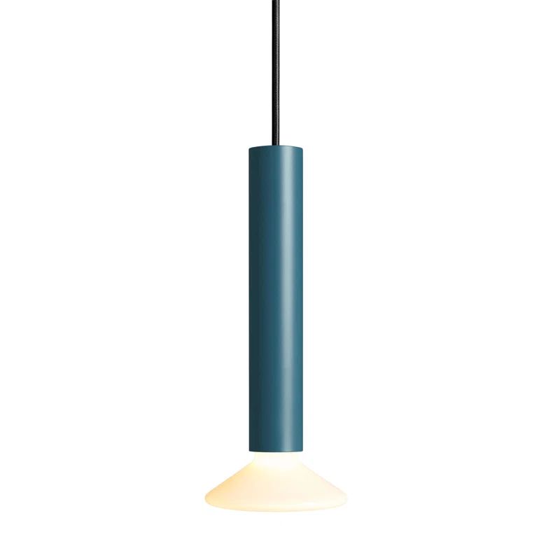 Space Blue Glass and Metal Pendant Light