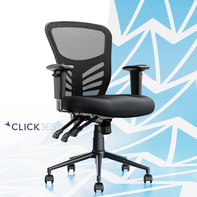 Black Mesh Adjustable Swivel Task Office Chair with Padded Seat