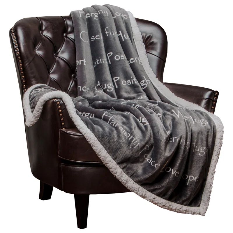 Gray Reversible Faux Fur and Sherpa Electric Throw Blanket