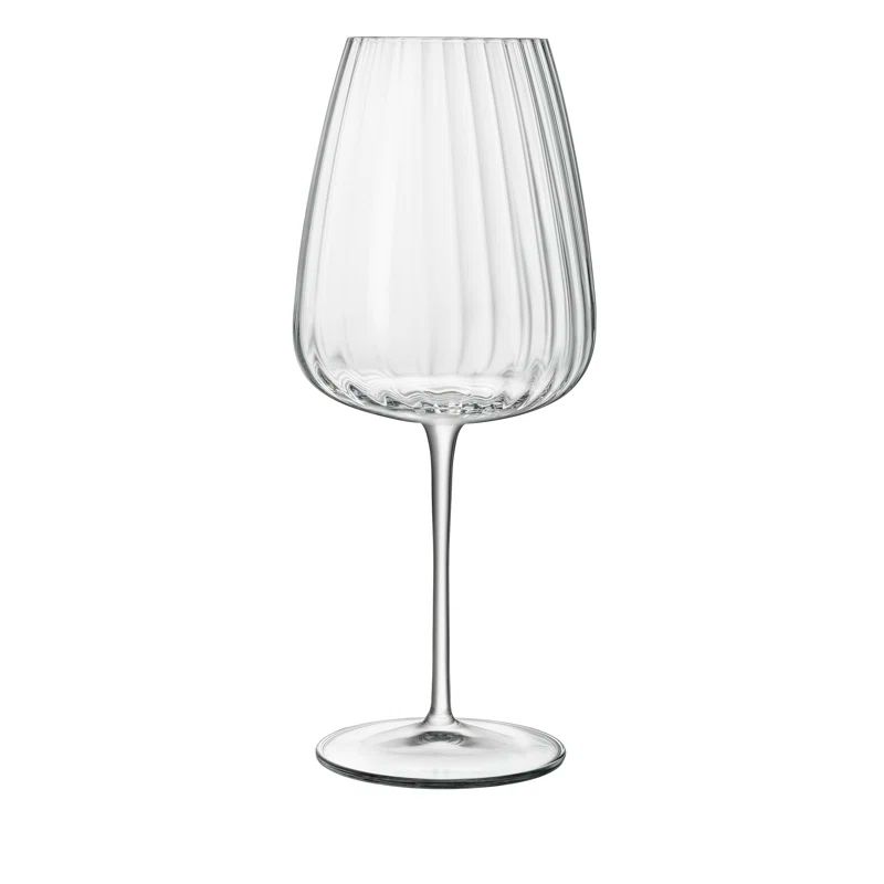 Luigi Bormioli Clear Ribbed Crystal Bordeaux Wine Glasses Set