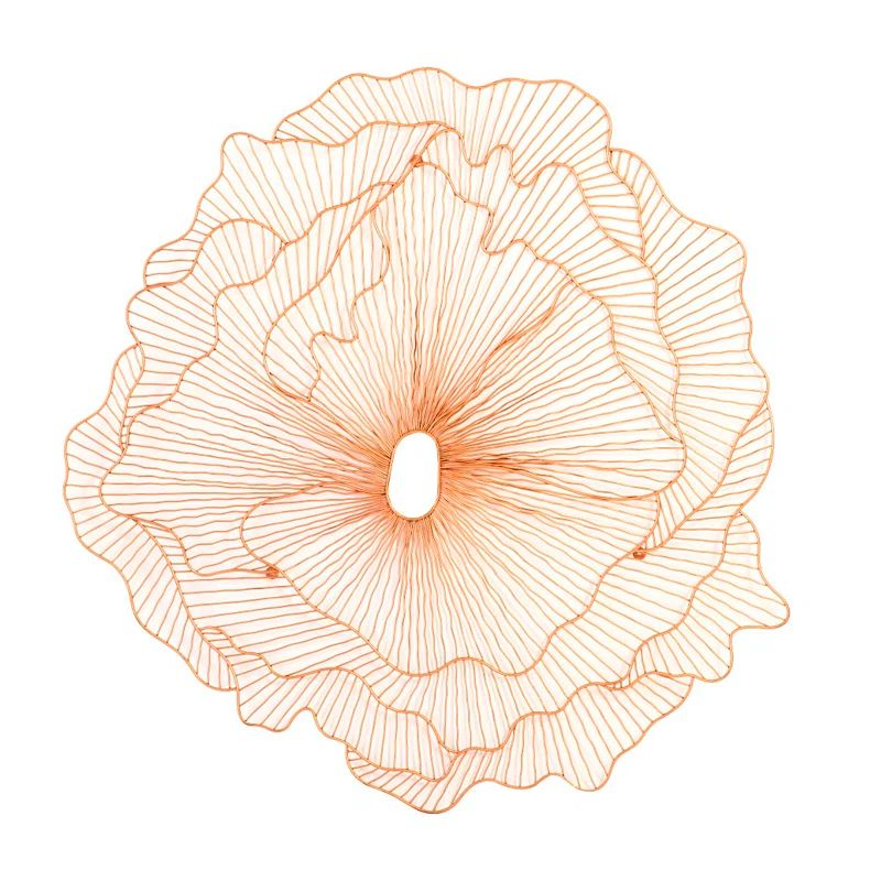 Large Copper Contemporary Flower Wall Art Sculpture
