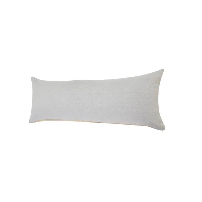 Soft Gray Rectangular Lumbar Pillow, 14" x 36", Cotton