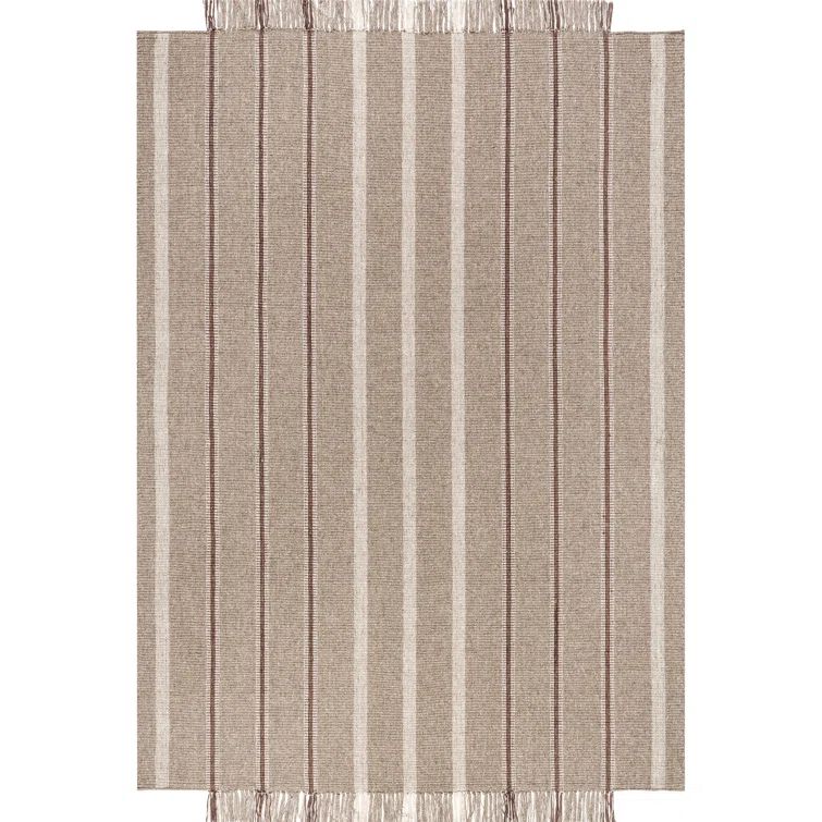Toluca Taupe Striped Wool Rectangular Area Rug 8' x 10'