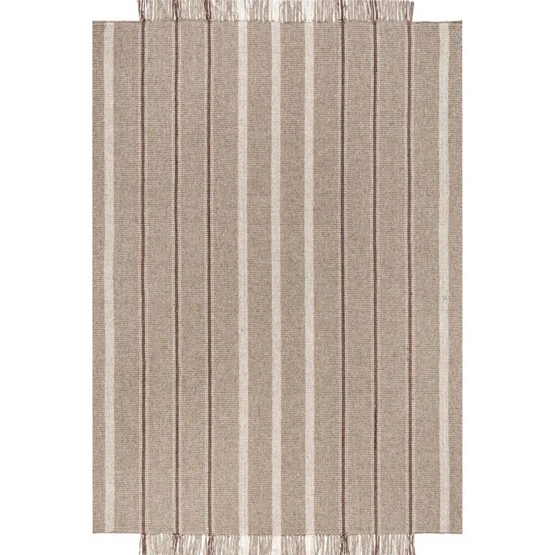 Toluca Taupe Handmade Wool Rectangular Striped Area Rug